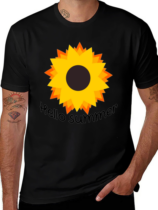 Hello Summer Sunflower Black Tee