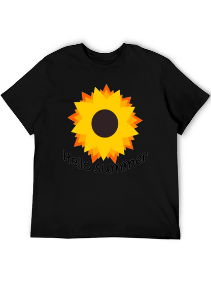 Hello Summer Sunflower Black Tee