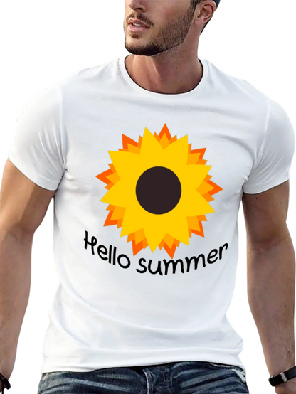 Hello Summer Sunflower Black Tee