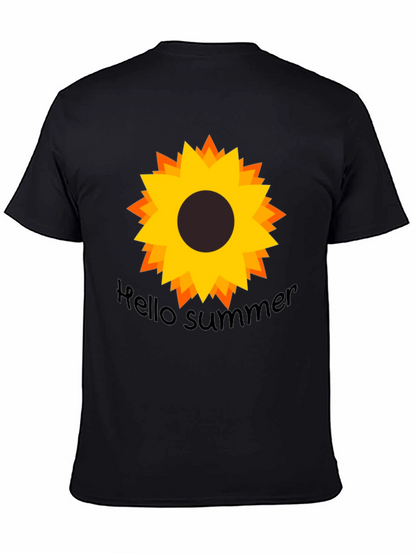 Hello Summer Sunflower Black Tee