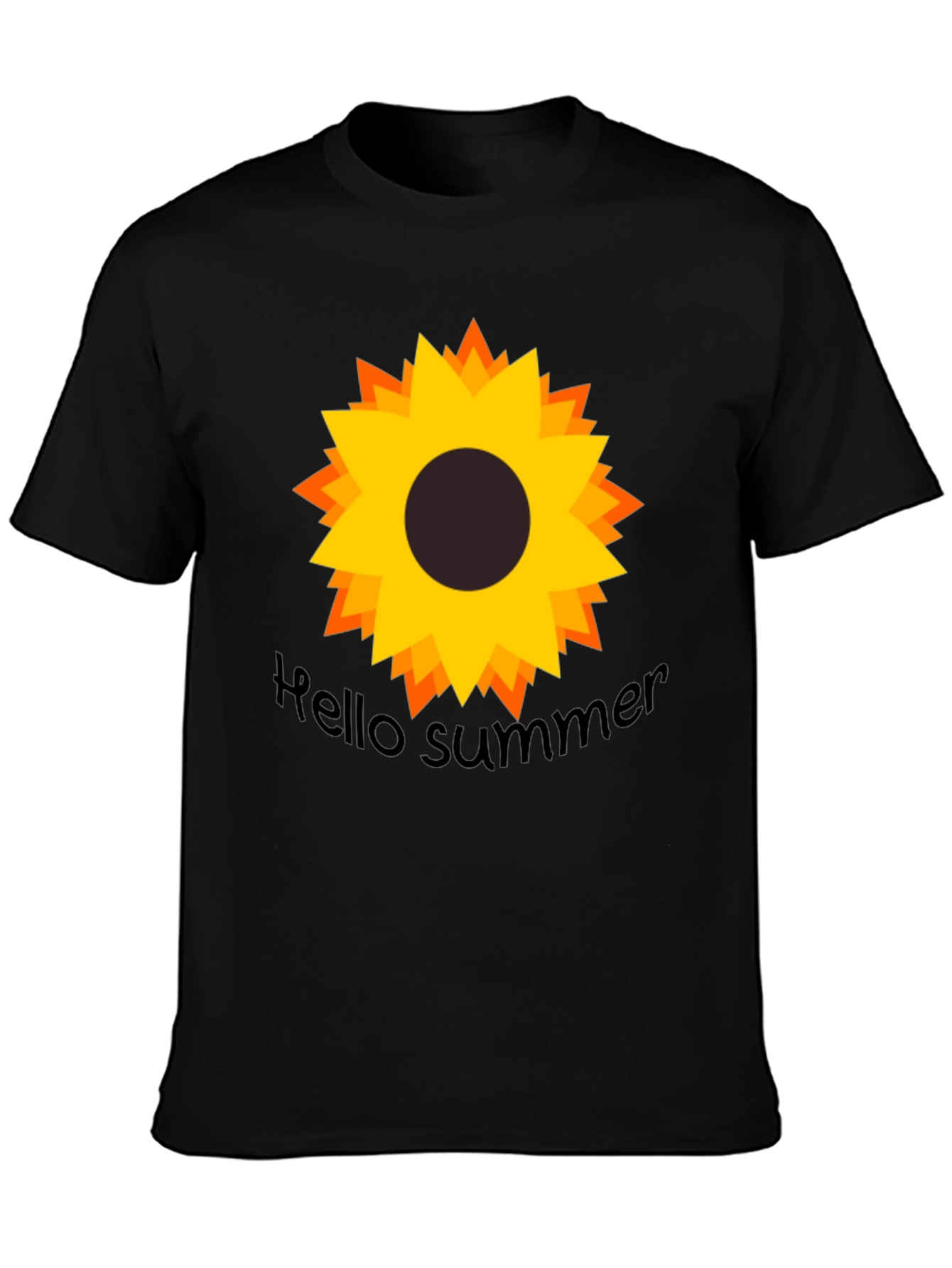 Hello Summer Sunflower Black Tee