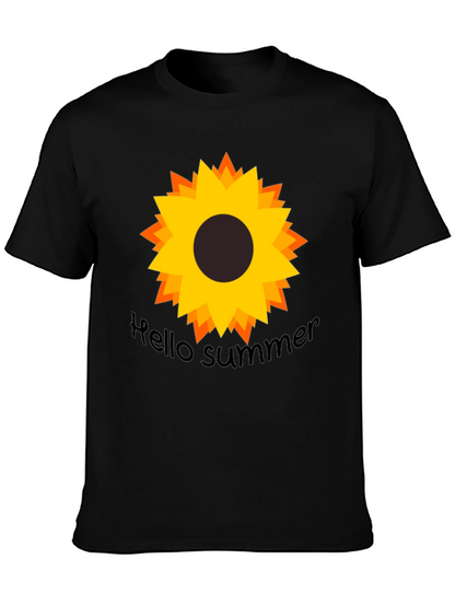 Hello Summer Sunflower Black Tee