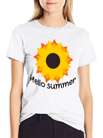 Hello Summer Sunflower Black Tee
