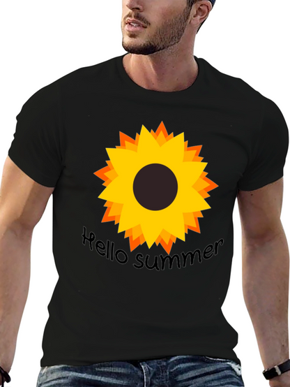 Hello Summer Sunflower Black Tee