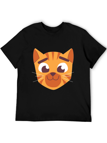Cartoon Cat Graphic Black T-Shirt