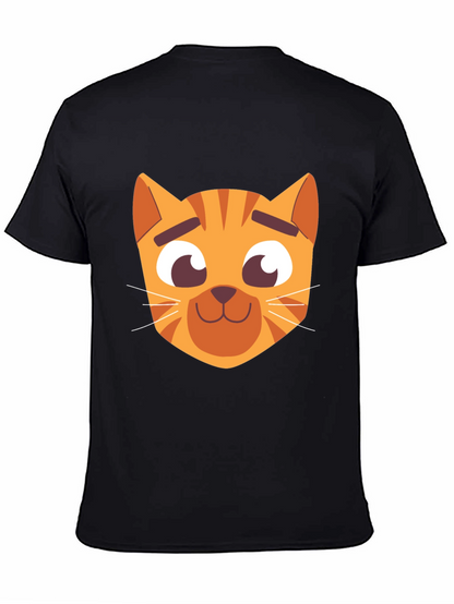 Cartoon Cat Graphic Black T-Shirt