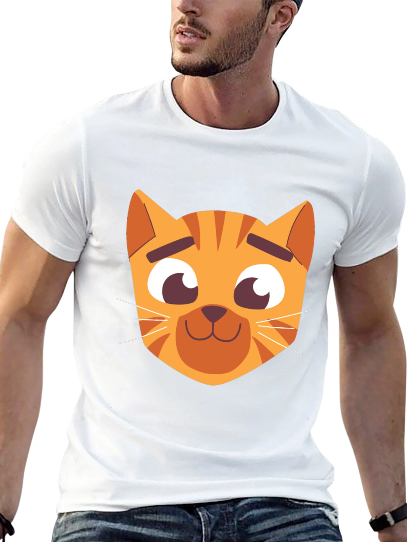 Cartoon Cat Graphic Black T-Shirt