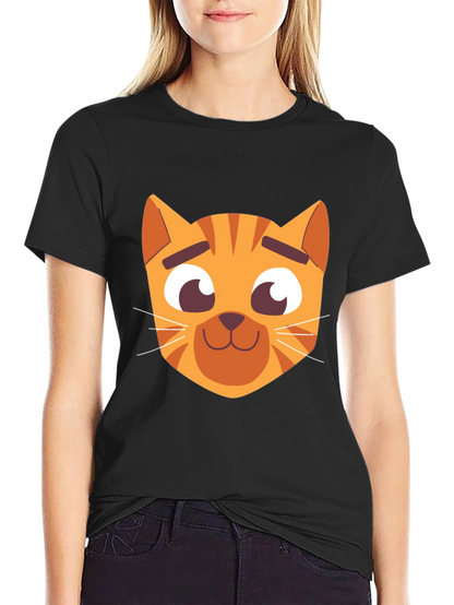 Cartoon Cat Graphic Black T-Shirt