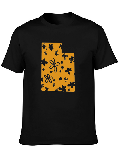 Floral Utah State T-Shirt - Black