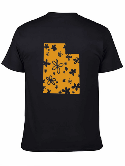 Floral Utah State T-Shirt - Black
