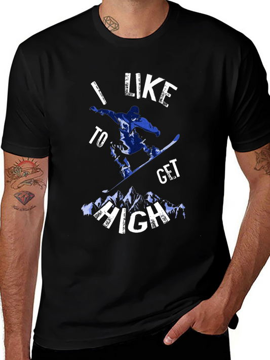 Snowboarder Graphic T-Shirt - I Like to Get High Tee