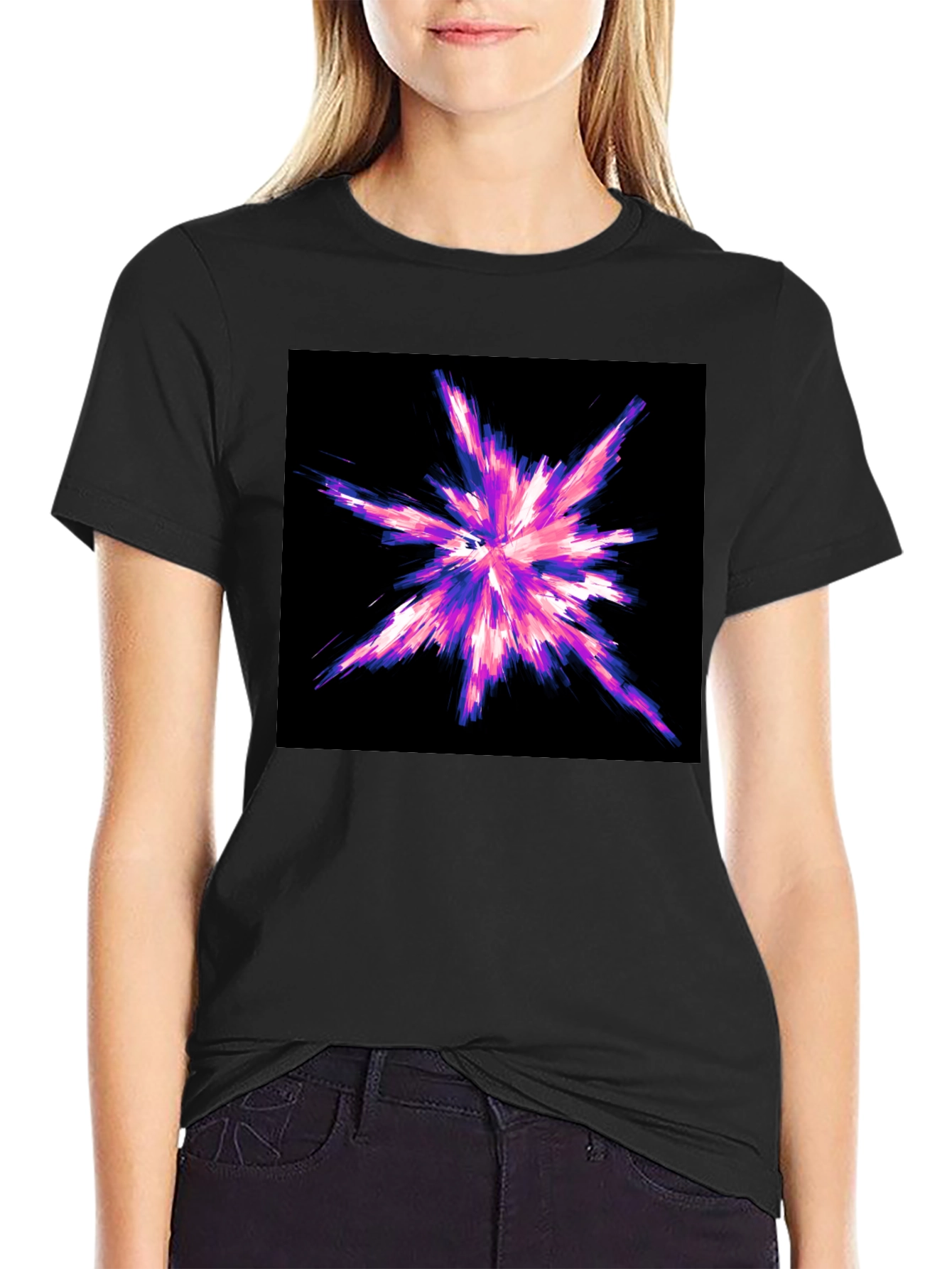 Abstract Burst Graphic Black T-Shirt