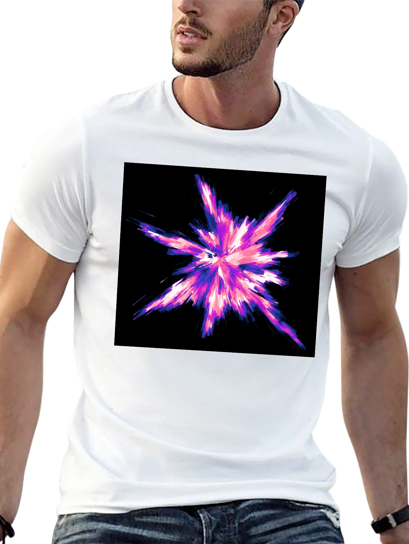 Abstract Burst Graphic Black T-Shirt