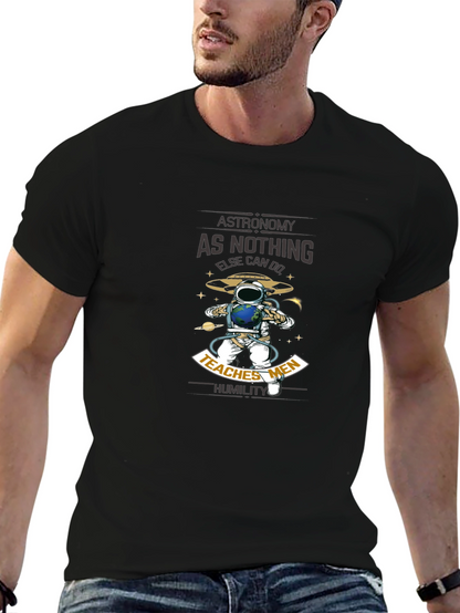 Astronomy Teaches Men Humility Black T-Shirt