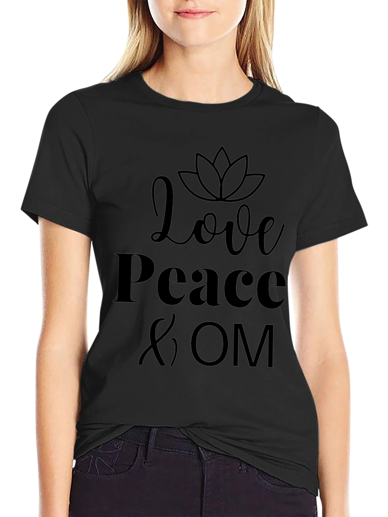 Love Peace & OM Black Graphic Tee