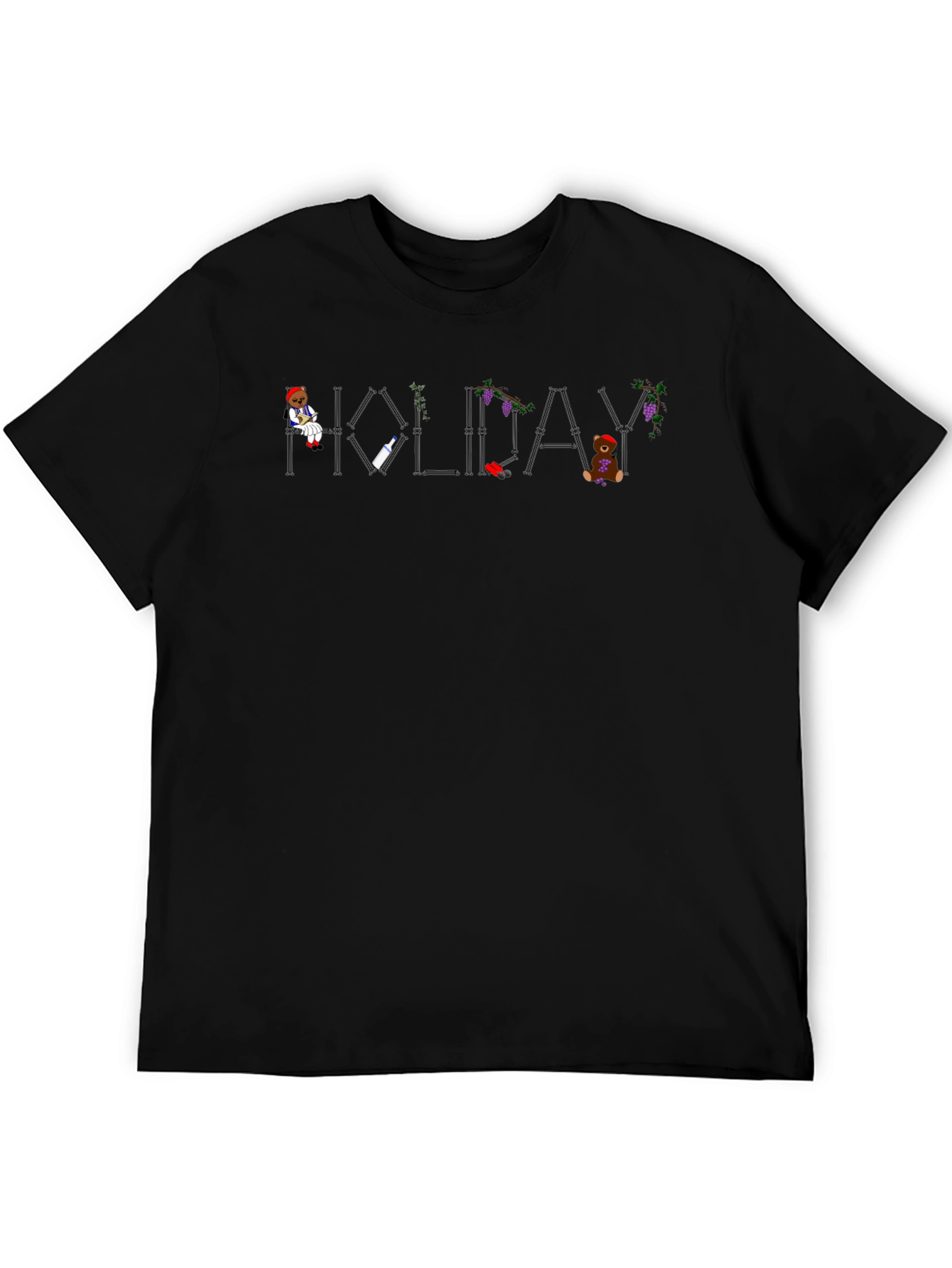 Holiday Graphic Print Mens Black T-Shirt