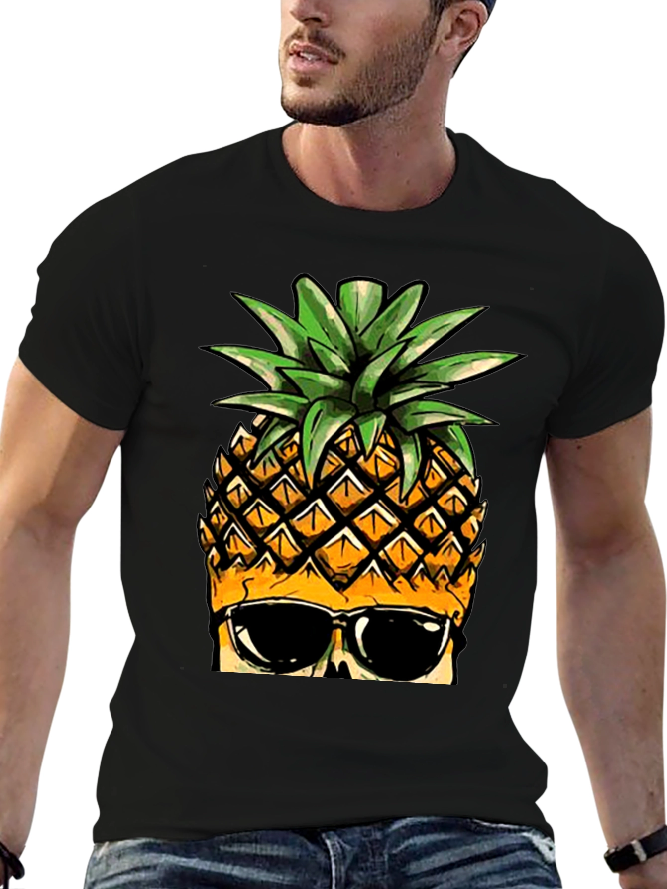 Cool Pineapple Graphic Tee - Black T-Shirt