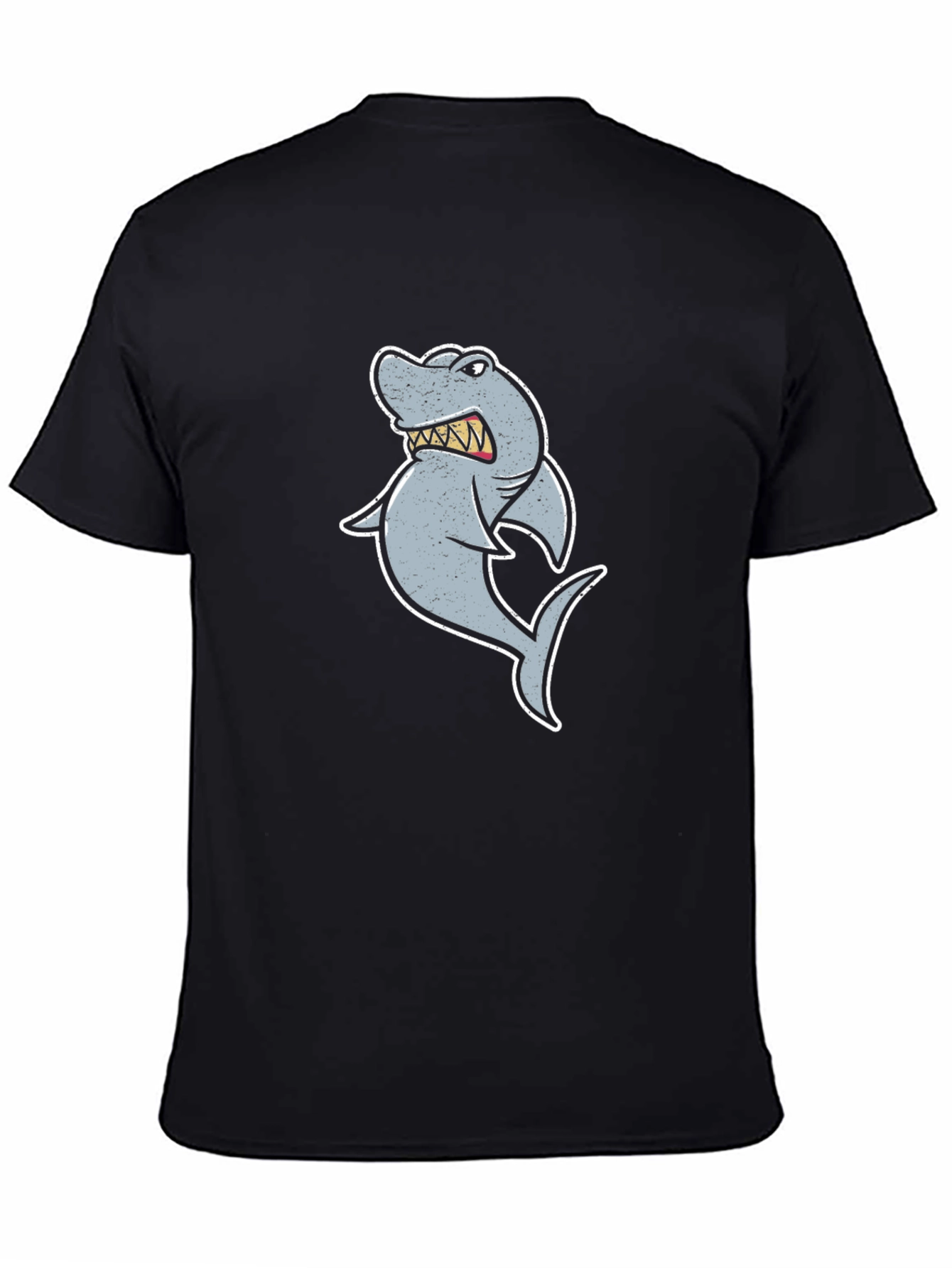 Cartoon Shark Graphic Tee - Black