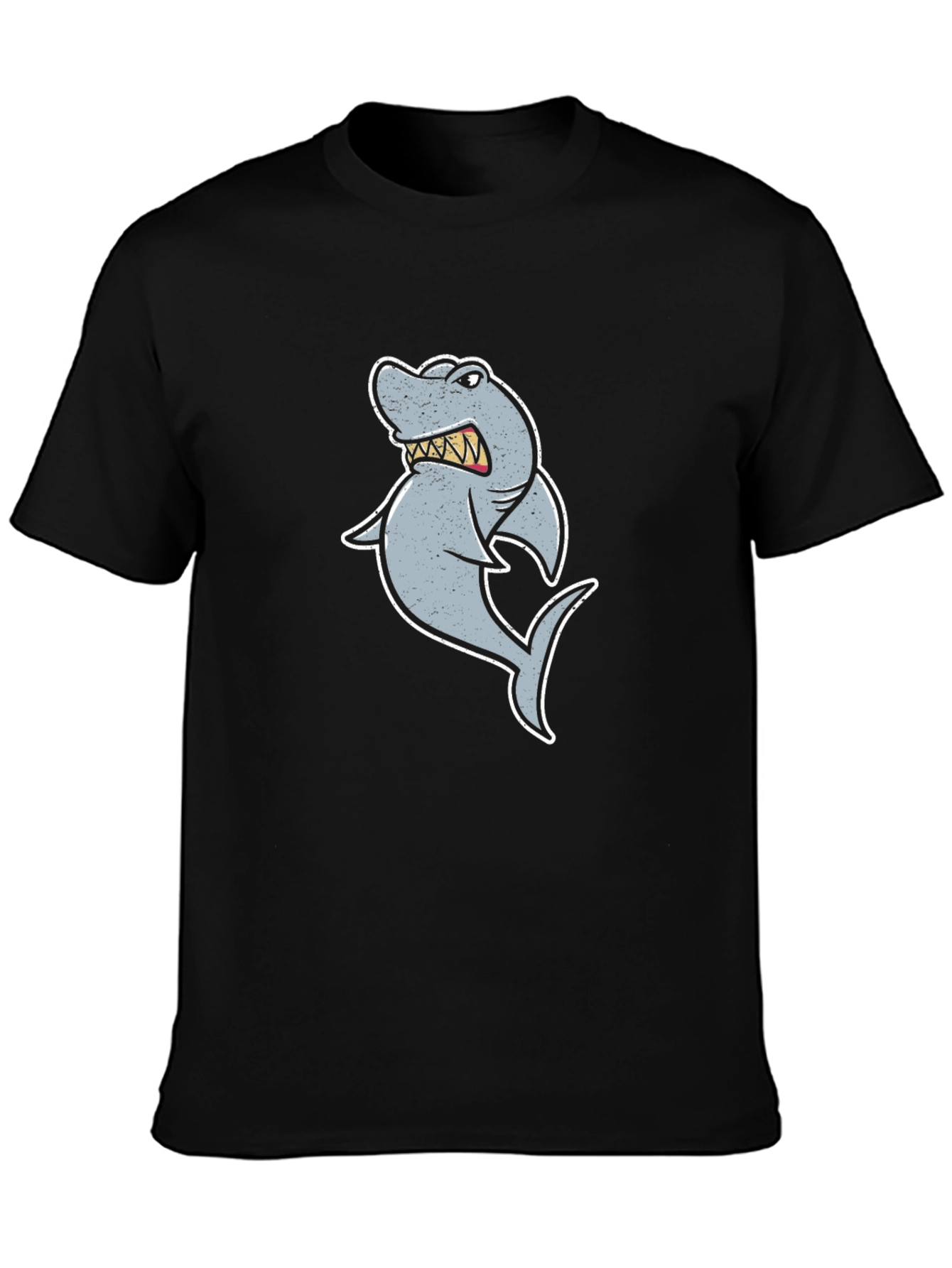Cartoon Shark Graphic Tee - Black