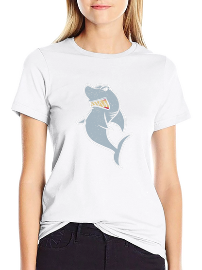 Cartoon Shark Graphic Tee - Black