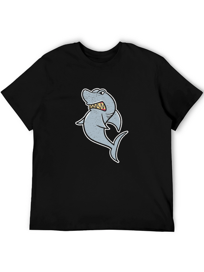 Cartoon Shark Graphic Tee - Black