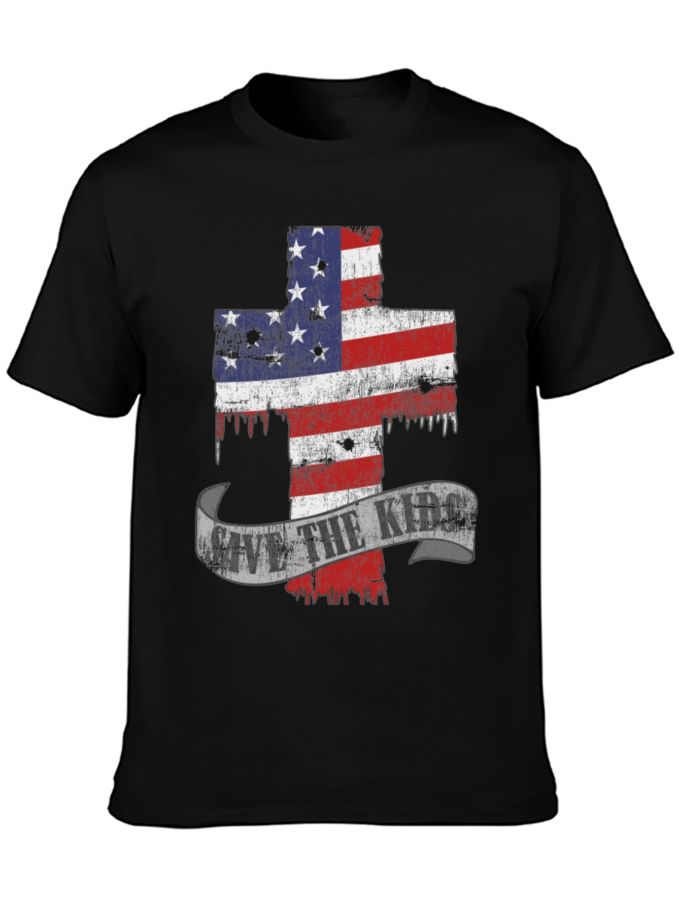 Patriotic Cross Graphic T-Shirt - Save the Kids