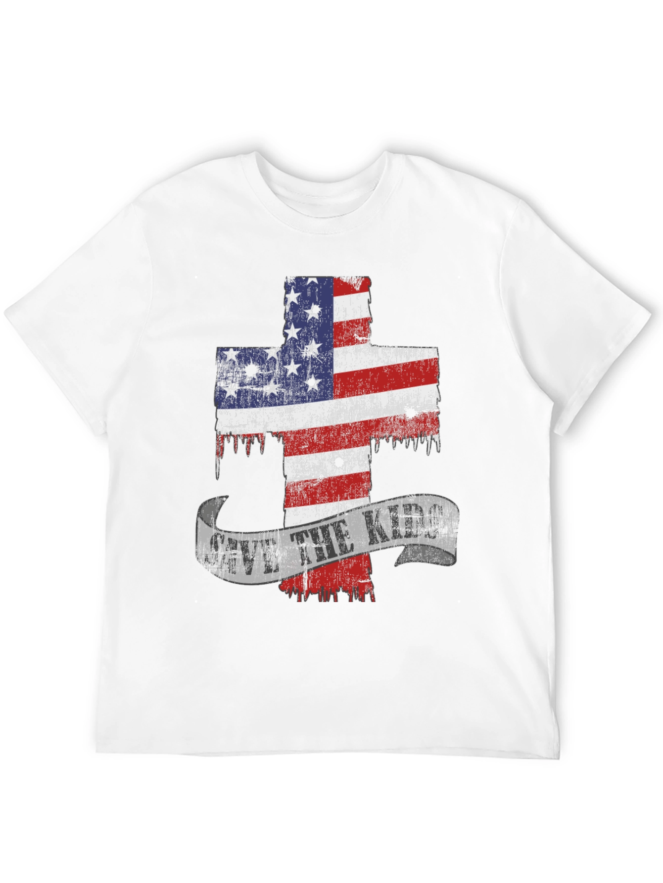 Patriotic Cross Graphic T-Shirt - Save the Kids