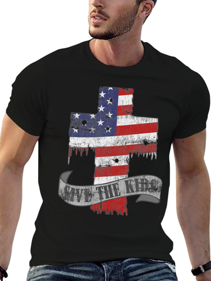 Patriotic Cross Graphic T-Shirt - Save the Kids
