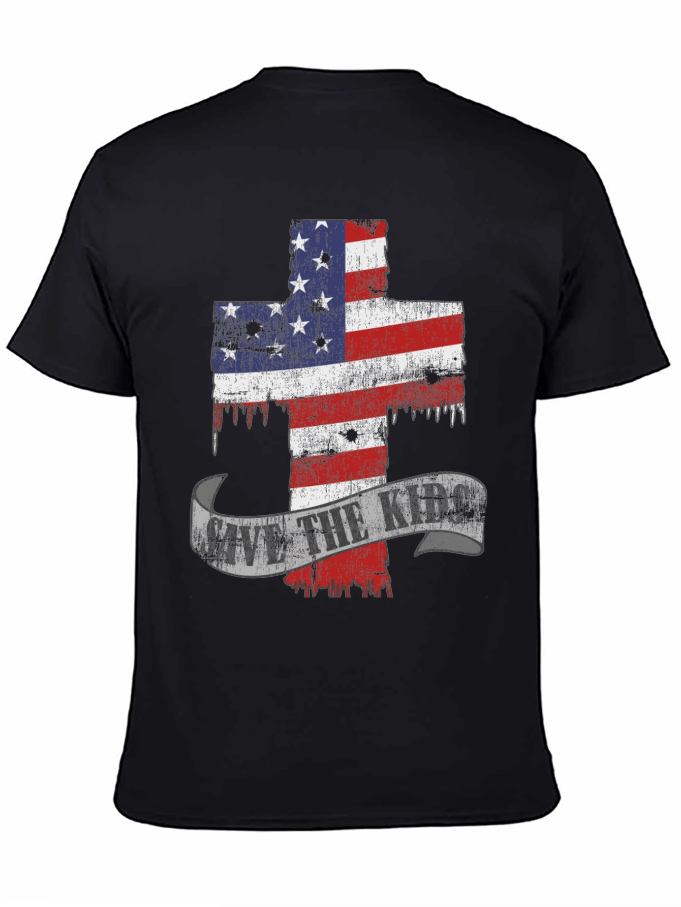Patriotic Cross Graphic T-Shirt - Save the Kids