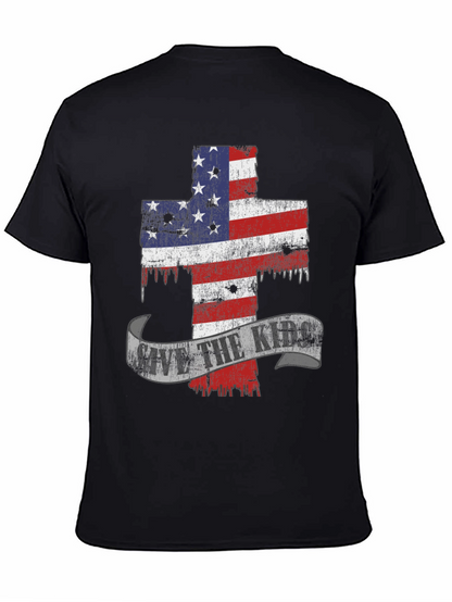 Patriotic Cross Graphic T-Shirt - Save the Kids