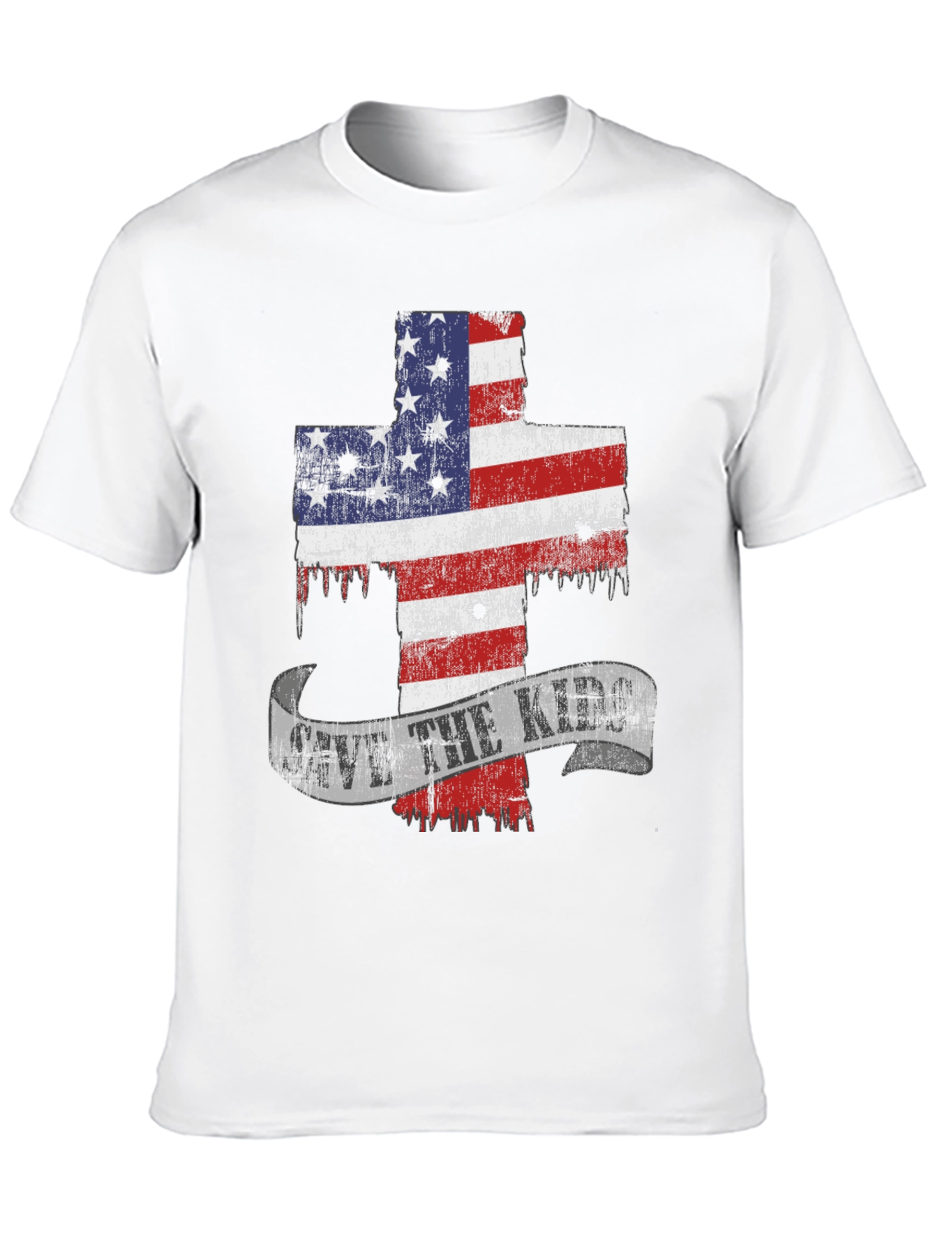 Patriotic Cross Graphic T-Shirt - Save the Kids
