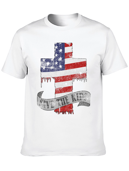 Patriotic Cross Graphic T-Shirt - Save the Kids