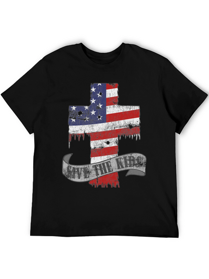 Patriotic Cross Graphic T-Shirt - Save the Kids
