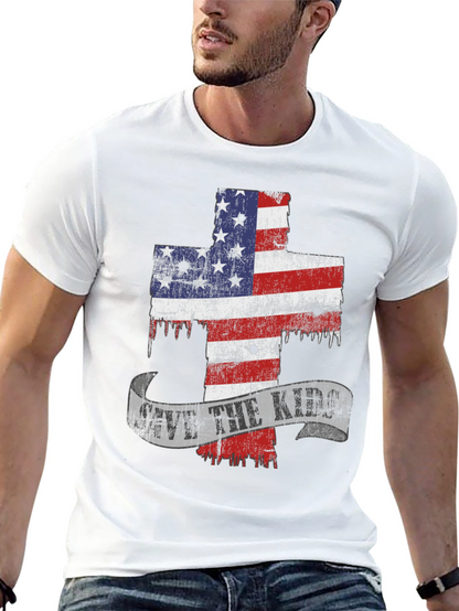 Patriotic Cross Graphic T-Shirt - Save the Kids