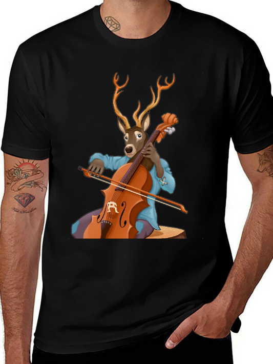 Deer Playing Cello T-Shirt - Unique Music Lover Tee