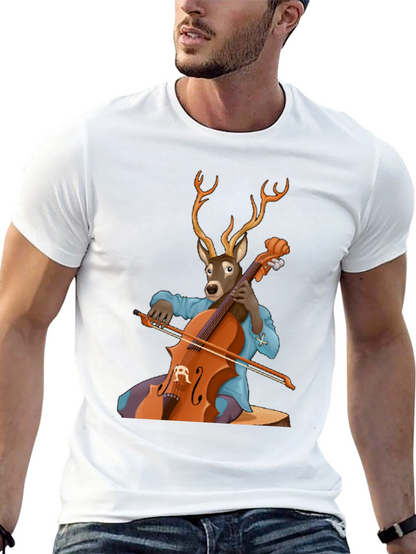 Deer Playing Cello T-Shirt - Unique Music Lover Tee
