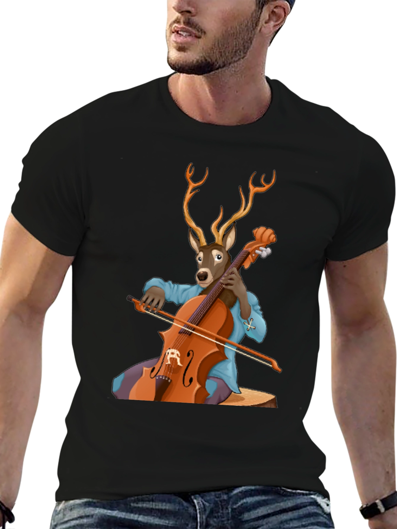 Deer Playing Cello T-Shirt - Unique Music Lover Tee