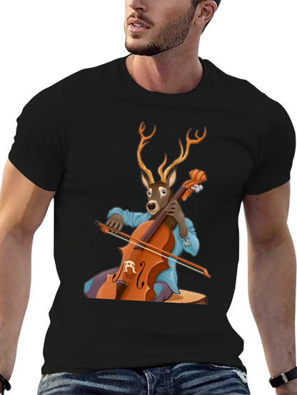 Deer Playing Cello T-Shirt - Unique Music Lover Tee