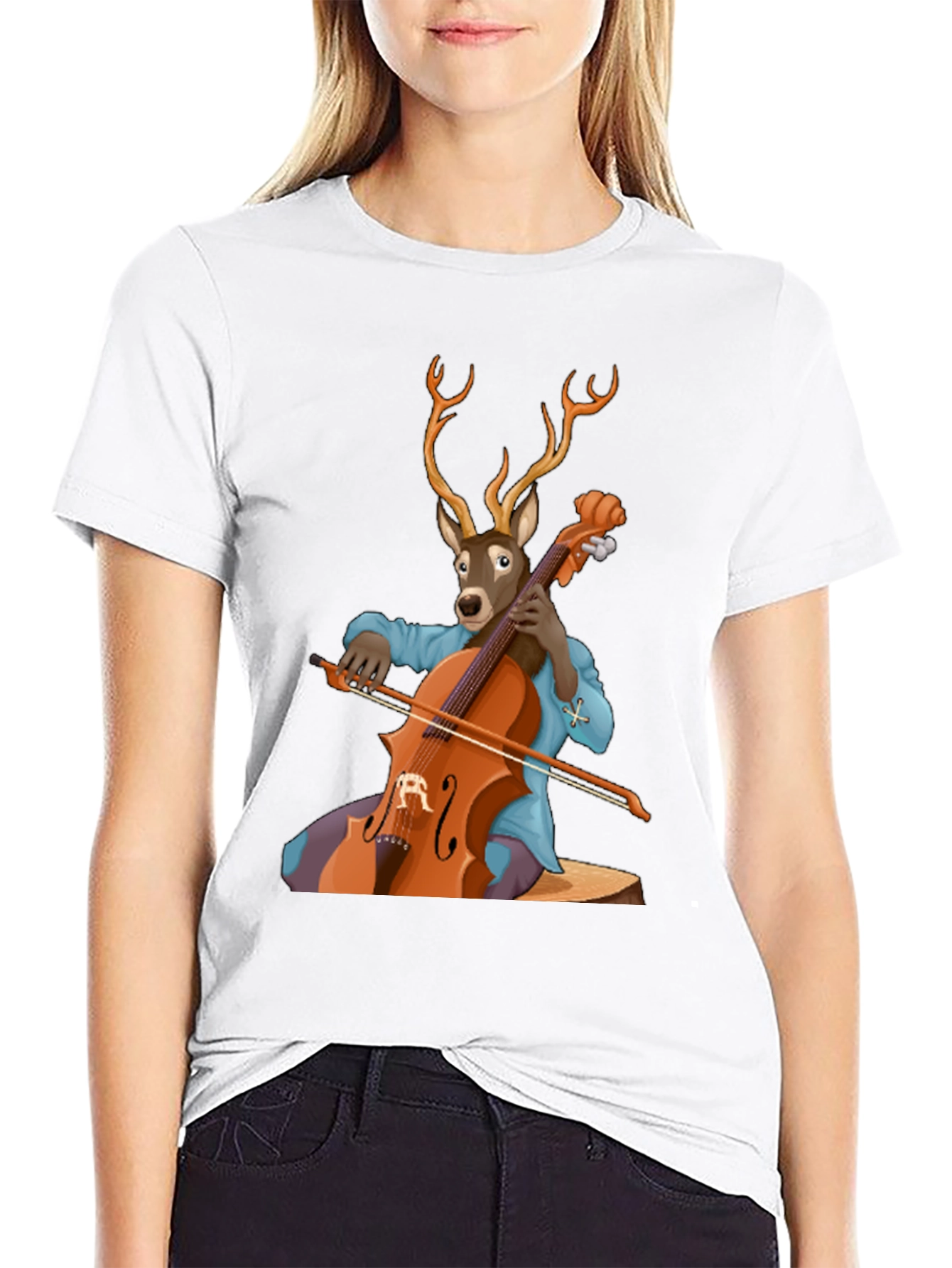 Deer Playing Cello T-Shirt - Unique Music Lover Tee