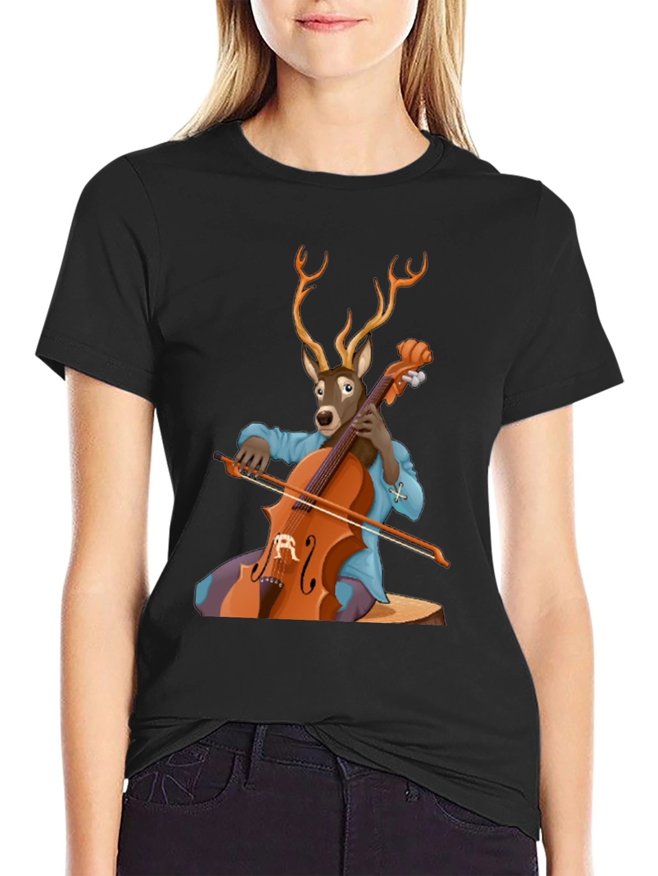 Deer Playing Cello T-Shirt - Unique Music Lover Tee