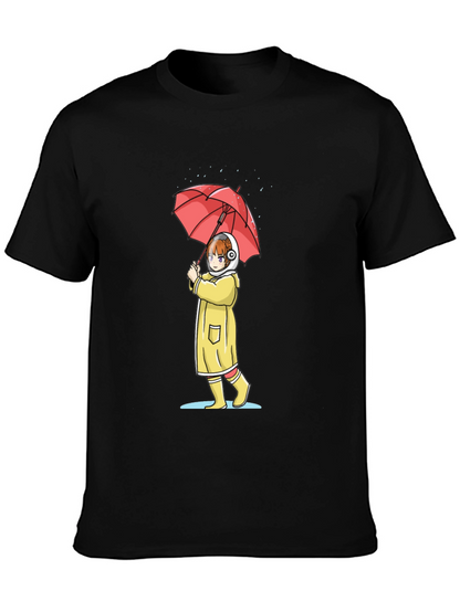 Anime Girl Umbrella Graphic T-Shirt