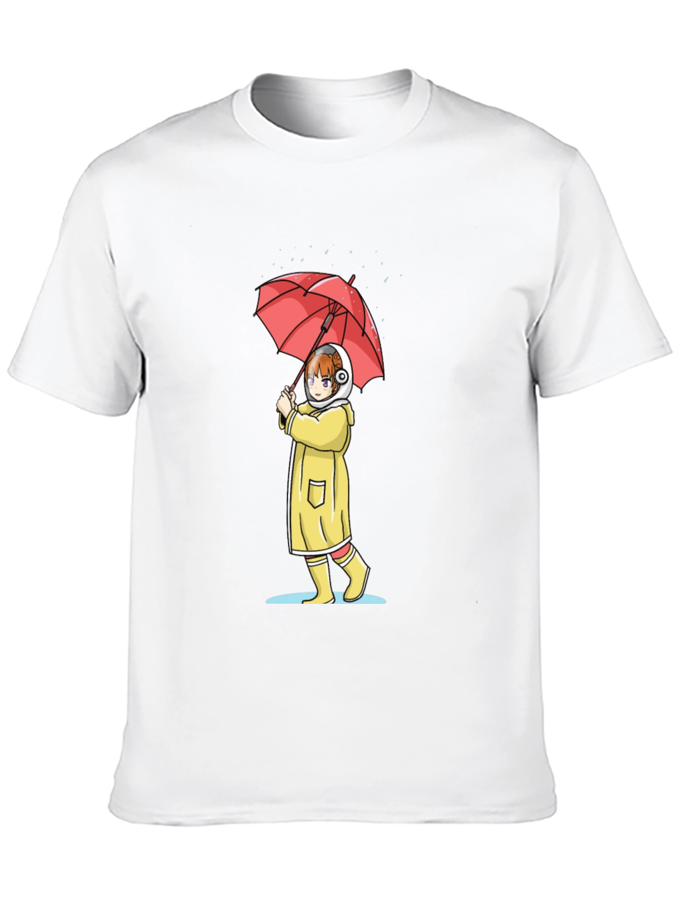 Anime Girl Umbrella Graphic T-Shirt