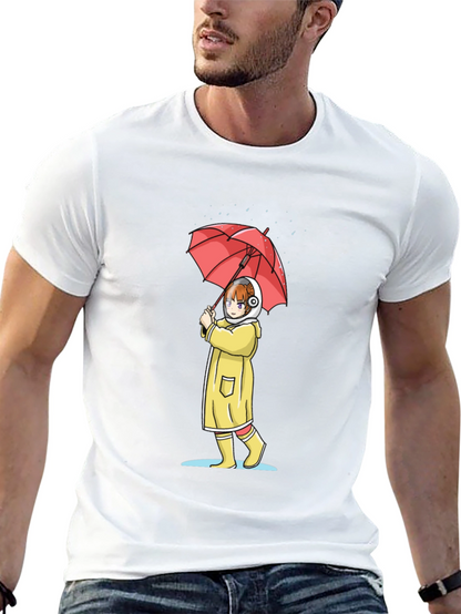 Anime Girl Umbrella Graphic T-Shirt