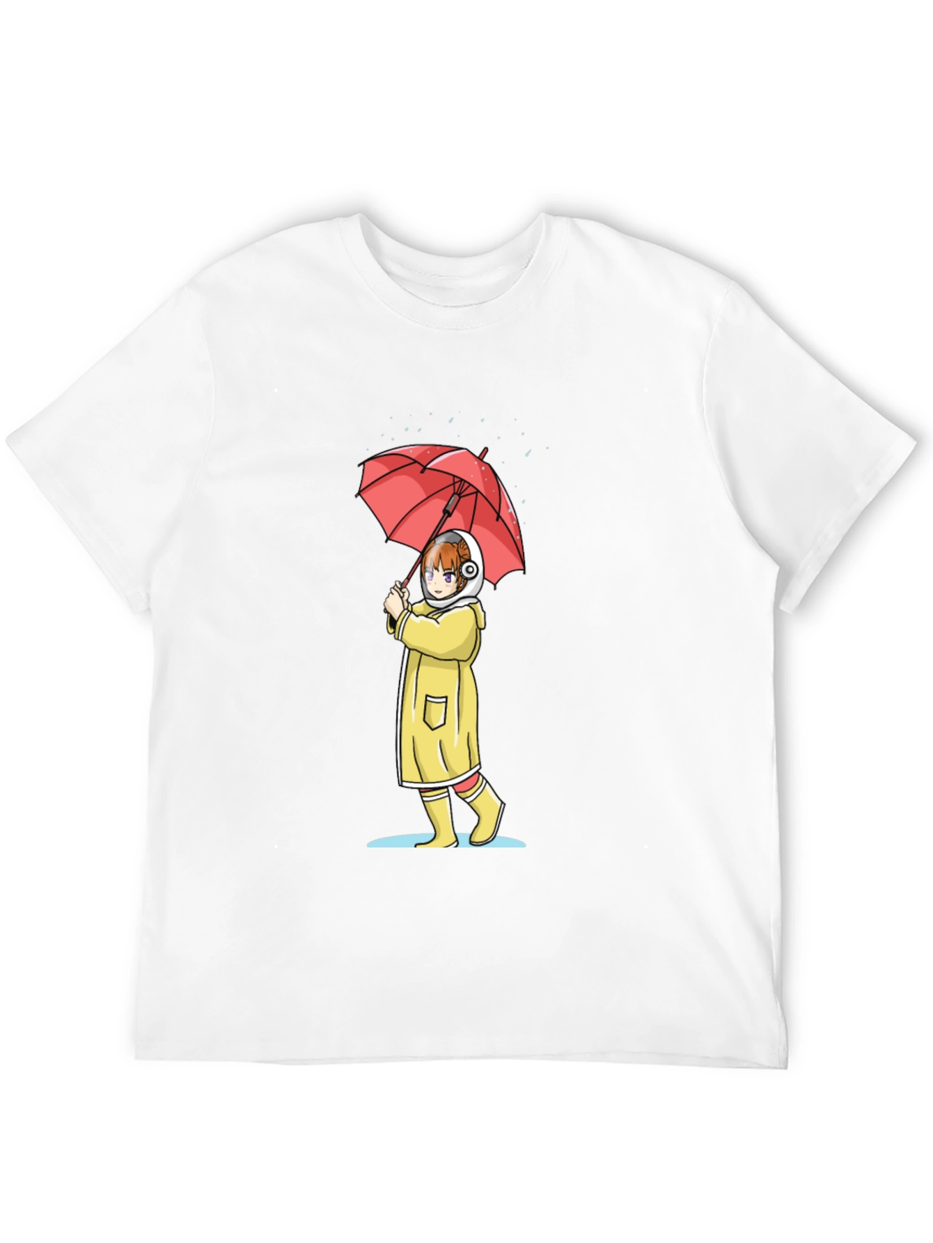 Anime Girl Umbrella Graphic T-Shirt