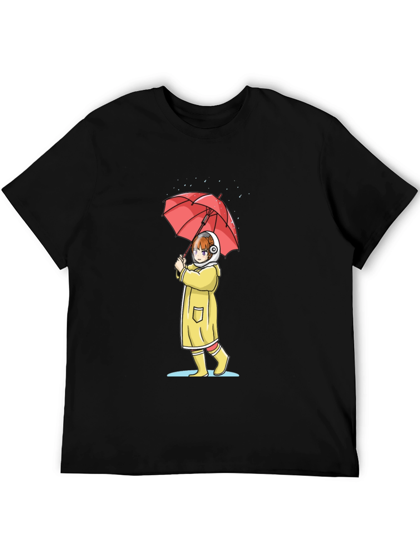 Anime Girl Umbrella Graphic T-Shirt