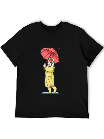 Anime Girl Umbrella Graphic T-Shirt