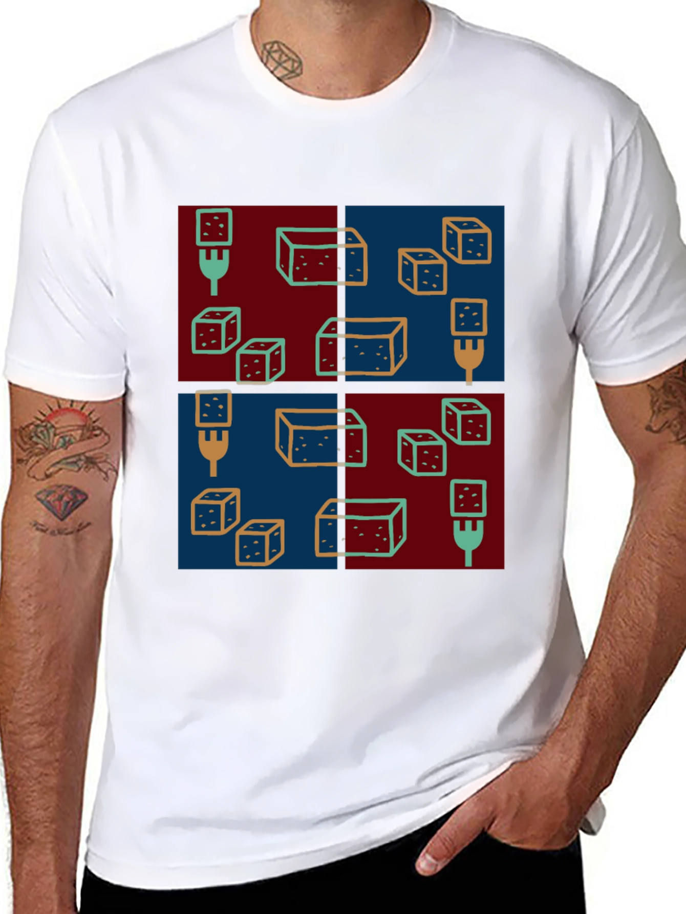 Abstract Dice Pattern Black T-Shirt