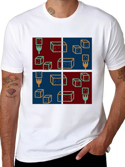 Abstract Dice Pattern Black T-Shirt