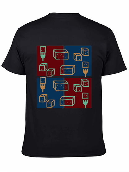 Abstract Dice Pattern Black T-Shirt