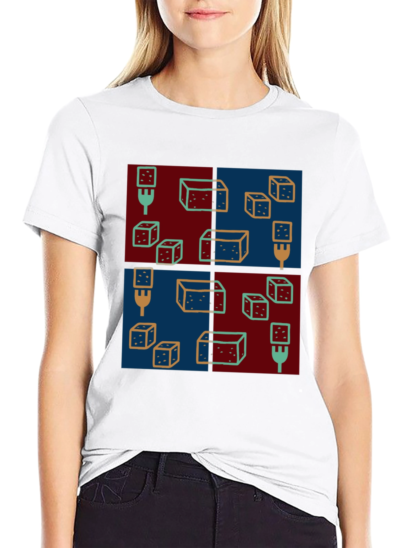 Abstract Dice Pattern Black T-Shirt